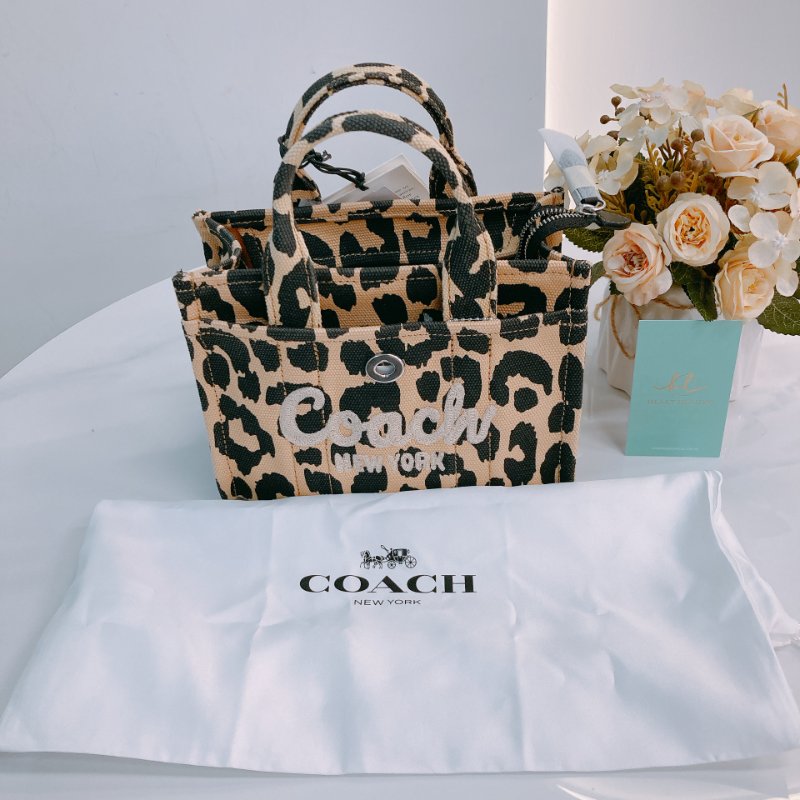 MS0661 Coach 蔻馳豹紋兩用包包Cargo 20 Leopard Shoulder Handbag Canvas Beige-10