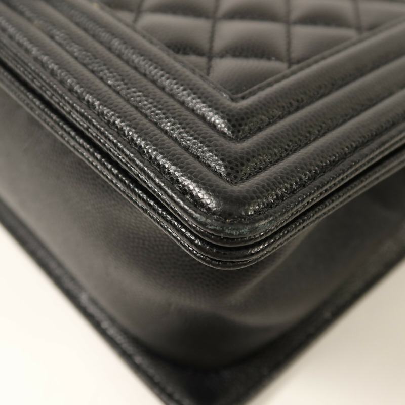 CHANEL 牛皮皮革Boy 25銀扣鏈帶肩背袋-12