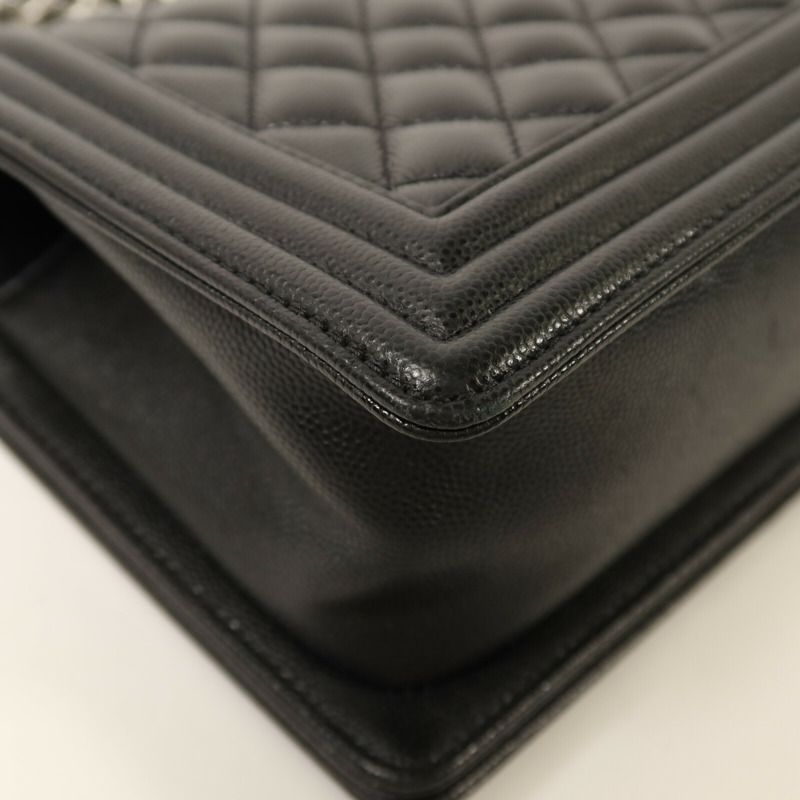 CHANEL 牛皮皮革Boy 25銀扣鏈帶肩背袋-13