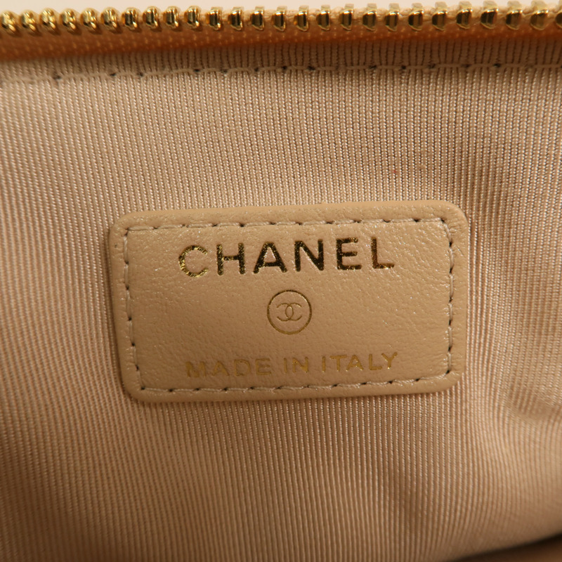 CHANEL 羊皮皮革Drawstring Double Zip Crossbody Bag金扣鏈帶肩背袋-5