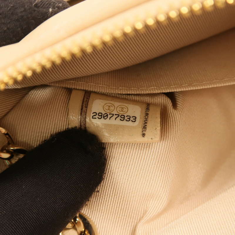 CHANEL 羊皮皮革Drawstring Double Zip Crossbody Bag金扣鏈帶肩背袋-6