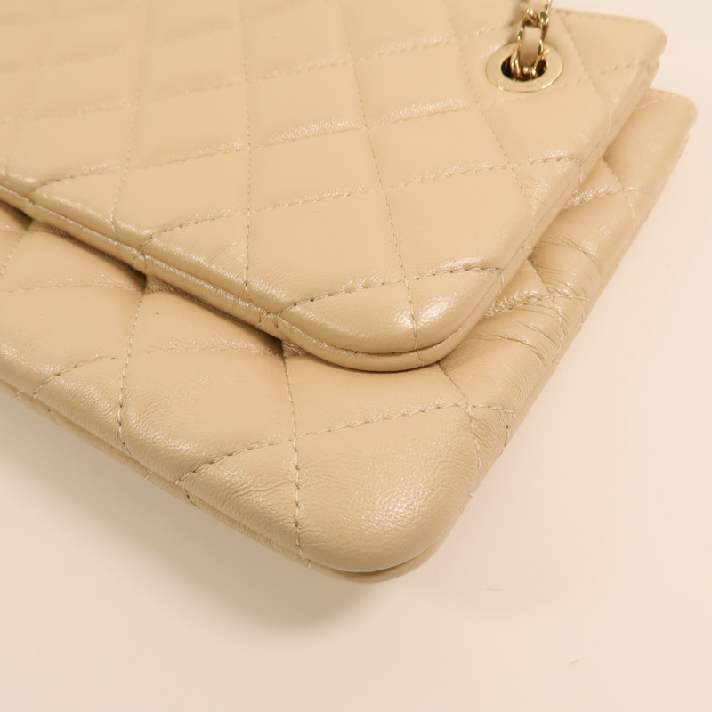 CHANEL 羊皮皮革Drawstring Double Zip Crossbody Bag金扣鏈帶肩背袋-9