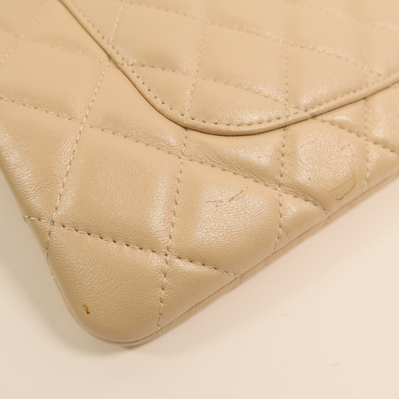 CHANEL 羊皮皮革Drawstring Double Zip Crossbody Bag金扣鏈帶肩背袋-12