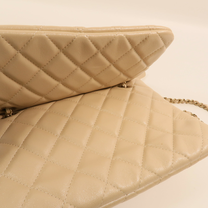 CHANEL 羊皮皮革Drawstring Double Zip Crossbody Bag金扣鏈帶肩背袋-13