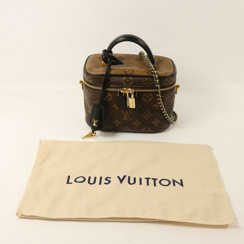 LOUIS VUITTON Monogram Reverse Vanity PM金扣鏈帶手挽肩背兩用袋-7