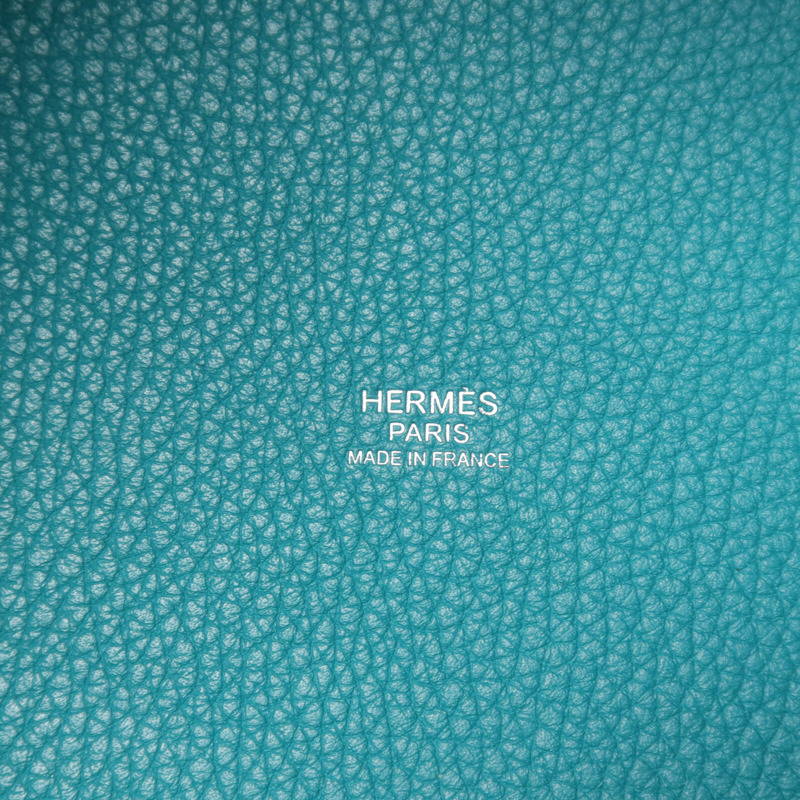 HERMES Clemence皮革Picotin MM銀扣手挽袋Bleu Paon-12