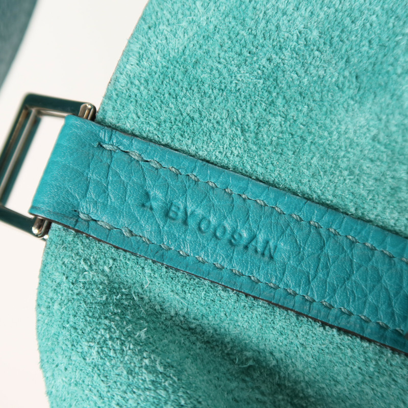 HERMES Clemence皮革Picotin MM銀扣手挽袋Bleu Paon-13