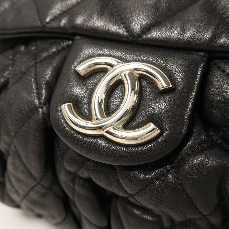 CHANEL 牛皮皮革Chain Shoulder銀扣鏈帶肩背袋-9