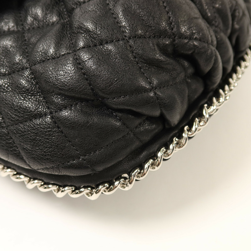 CHANEL 牛皮皮革Chain Shoulder銀扣鏈帶肩背袋-10