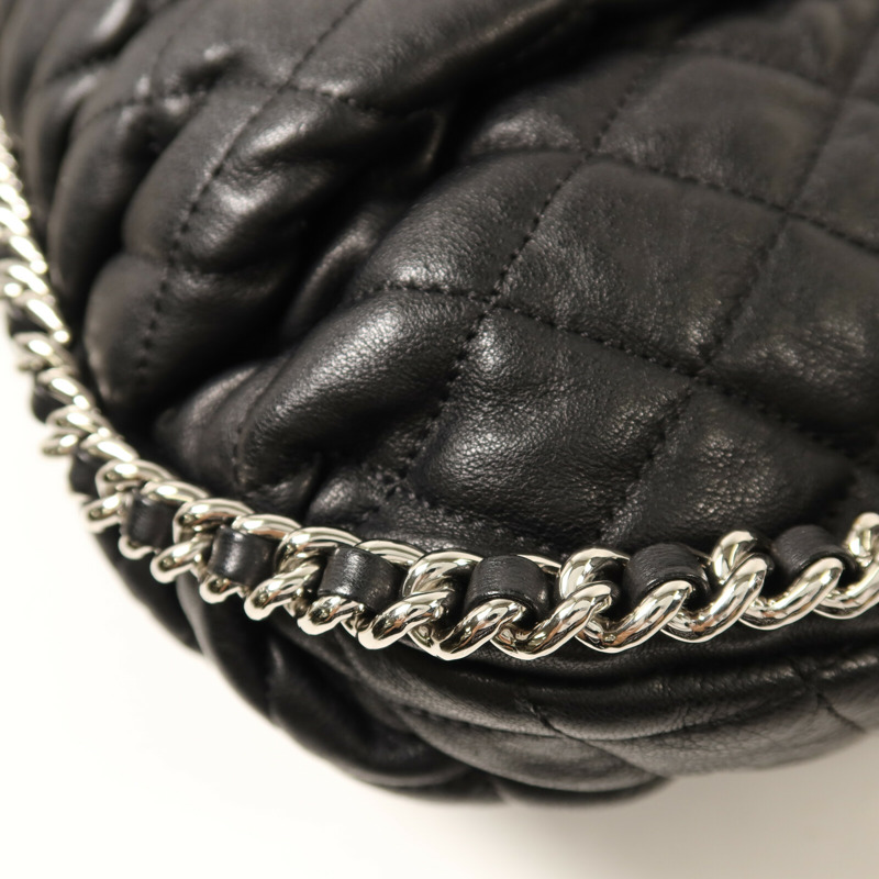 CHANEL 牛皮皮革Chain Shoulder銀扣鏈帶肩背袋-13