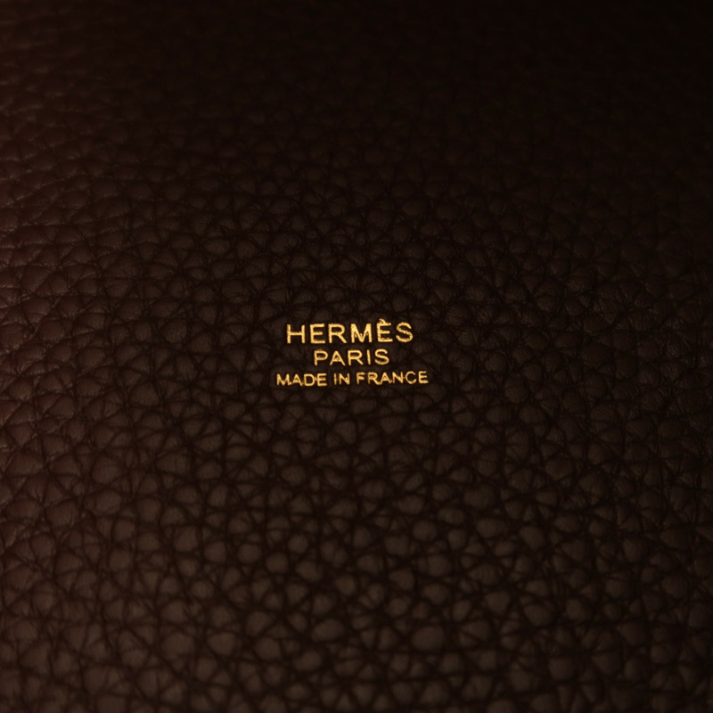 HERMES Clemence皮革Picotin MM金扣手挽袋Rouge Sellier-5