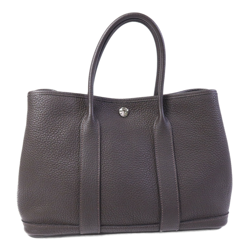 HERMES Negonda皮革Garden Party TPM銀扣手挽袋Ebeue-1
