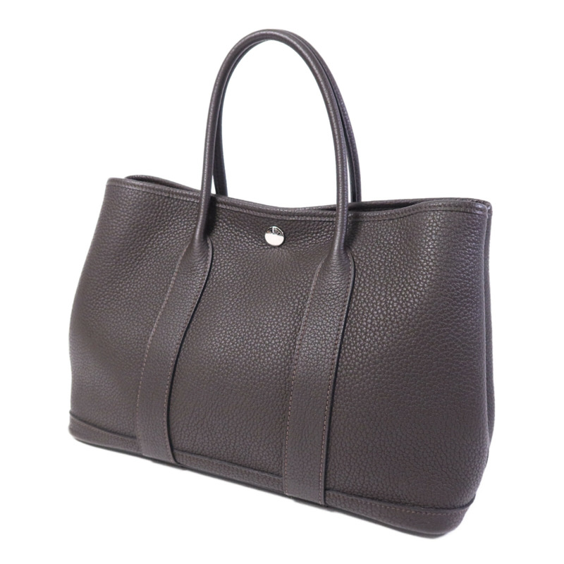 HERMES Negonda皮革Garden Party TPM銀扣手挽袋Ebeue-2