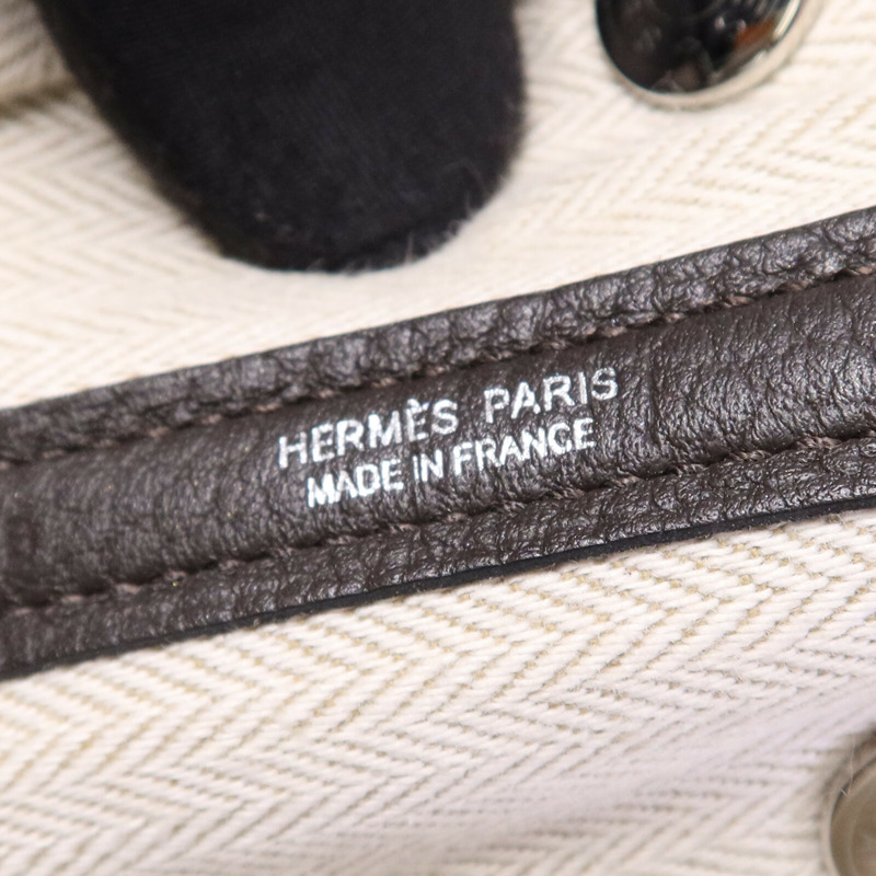 HERMES Negonda皮革Garden Party TPM銀扣手挽袋Ebeue-5