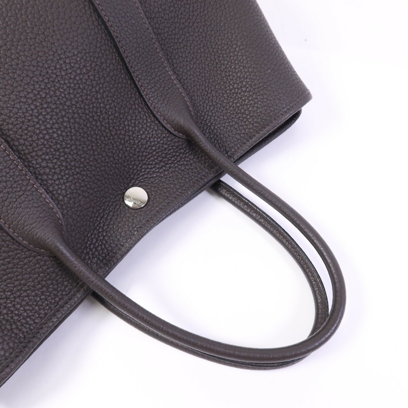 HERMES Negonda皮革Garden Party TPM銀扣手挽袋Ebeue-8