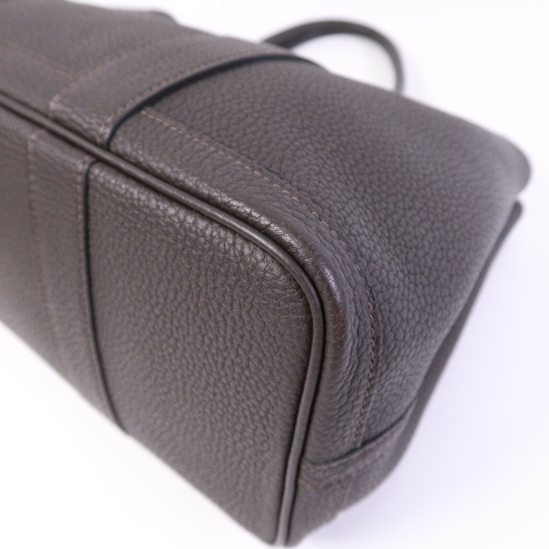 HERMES Negonda皮革Garden Party TPM銀扣手挽袋Ebeue-10