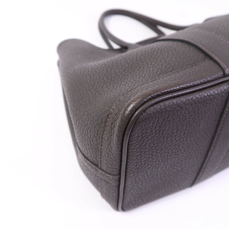 HERMES Negonda皮革Garden Party TPM銀扣手挽袋Ebeue-11