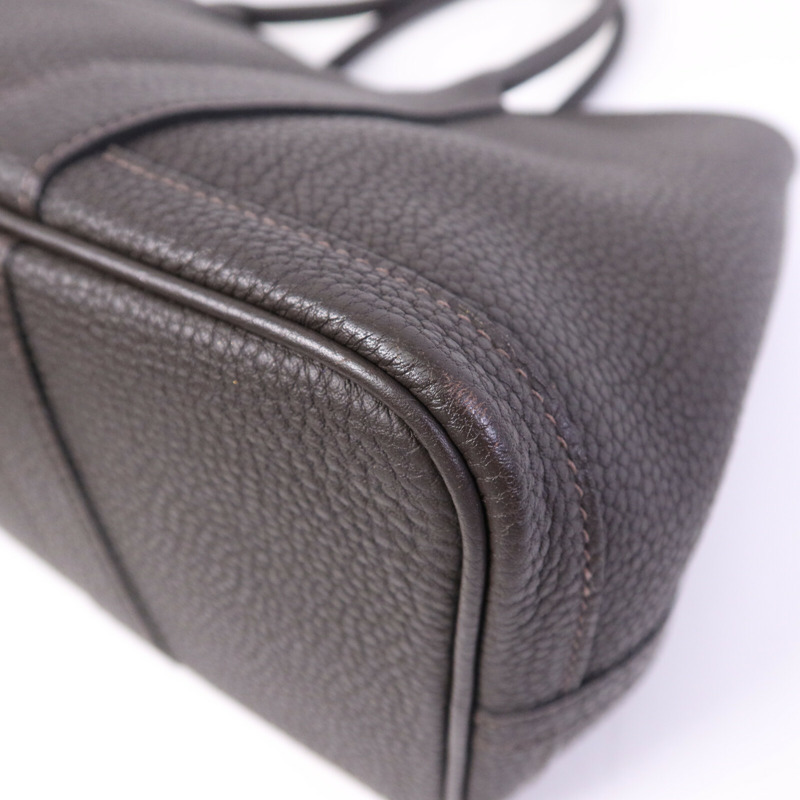 HERMES Negonda皮革Garden Party TPM銀扣手挽袋Ebeue-12