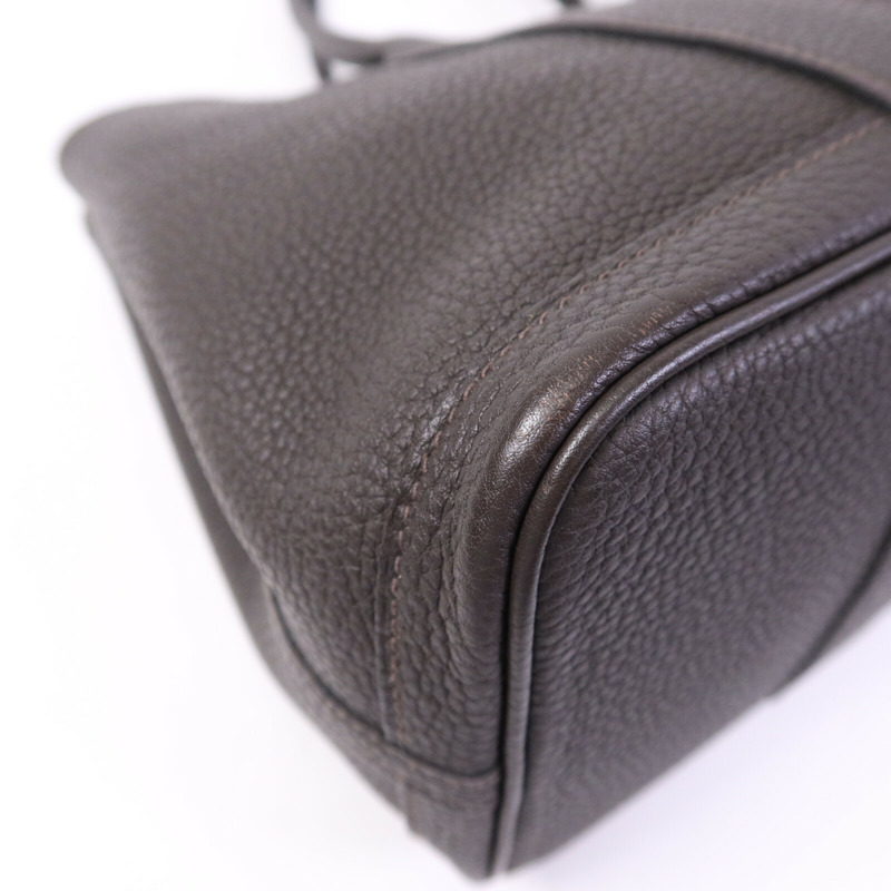 HERMES Negonda皮革Garden Party TPM銀扣手挽袋Ebeue-13