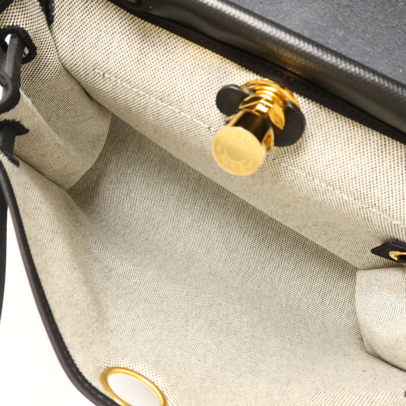 HERMES 塗層帆布Herbag 31金扣手挽肩背兩用袋Noir-12