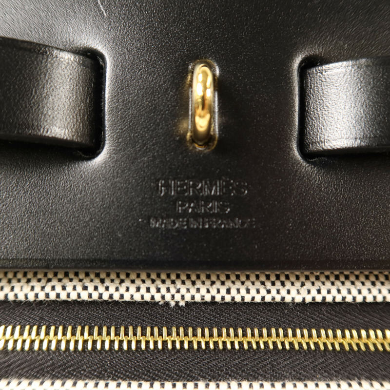 HERMES 塗層帆布Herbag 31金扣手挽肩背兩用袋Noir-13