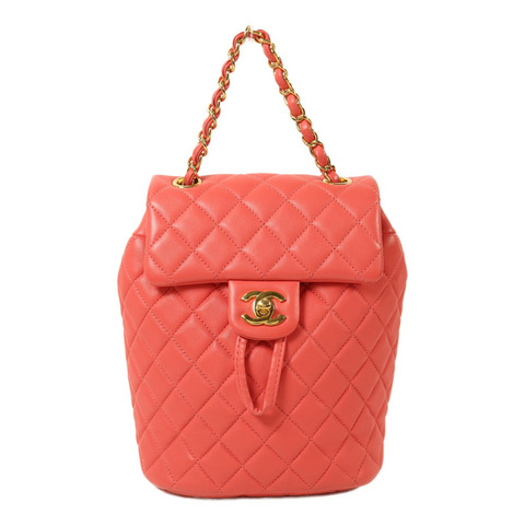 CHANEL 羊皮皮革Backpack金扣鏈帶背包