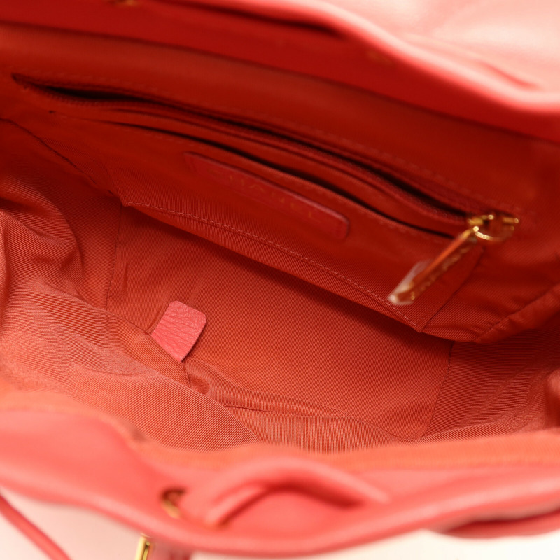 CHANEL 羊皮皮革Backpack金扣鏈帶背包-4