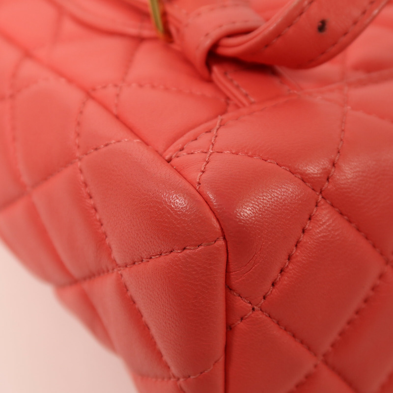 CHANEL 羊皮皮革Backpack金扣鏈帶背包-12