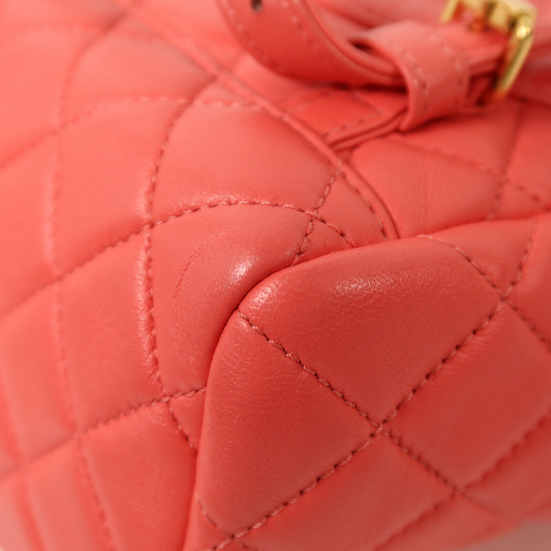 CHANEL 羊皮皮革Backpack金扣鏈帶背包-13