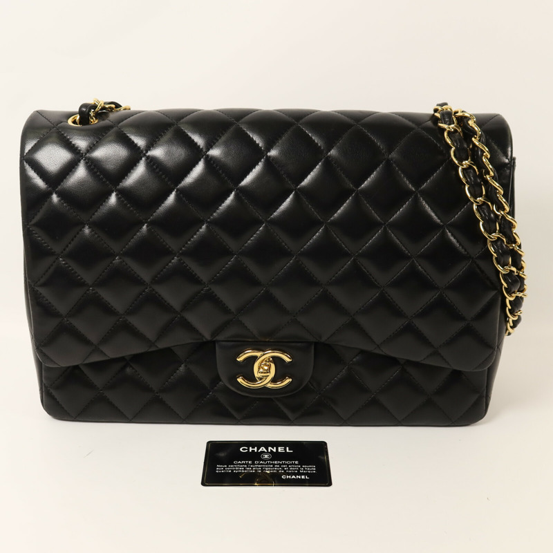 CHANEL 羊皮皮革Maxi Classic金扣鏈帶肩背袋-9