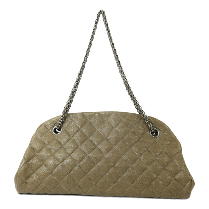 CHANEL 牛皮皮革Mademoiselle Bowling Bag銀扣鏈帶肩背袋-1