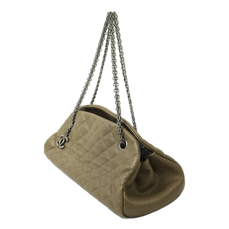 CHANEL 牛皮皮革Mademoiselle Bowling Bag銀扣鏈帶肩背袋-2