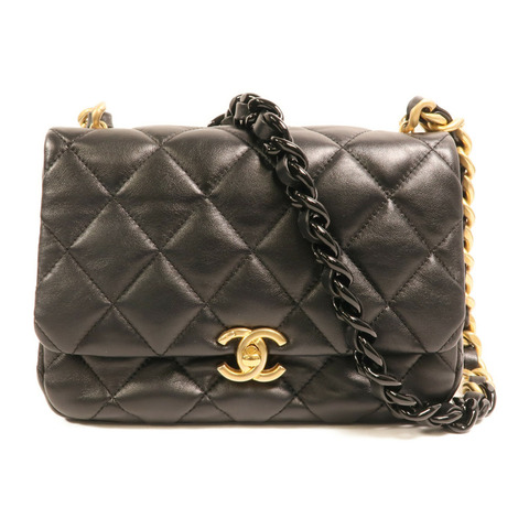 CHANEL 羊皮皮革Flap Bag金扣鏈帶肩背袋