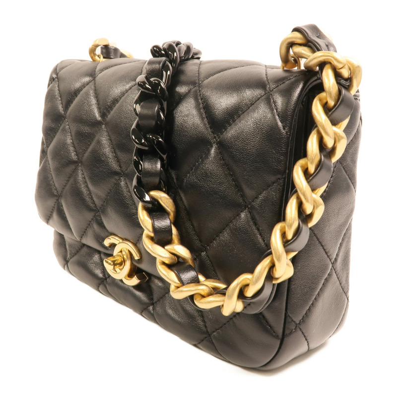 CHANEL 羊皮皮革Flap Bag金扣鏈帶肩背袋-2