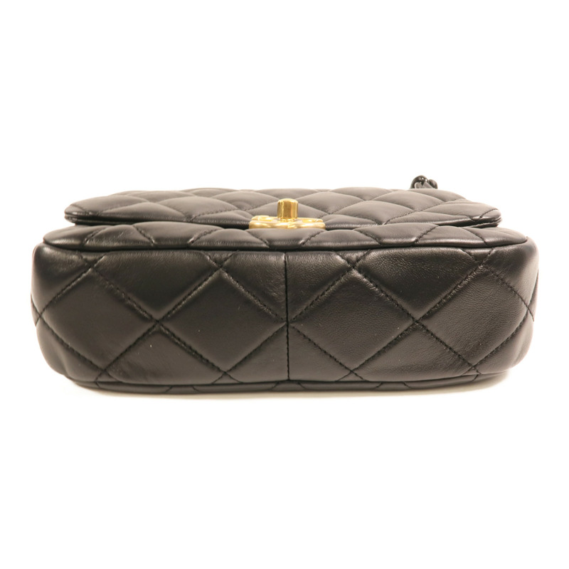 CHANEL 羊皮皮革Flap Bag金扣鏈帶肩背袋-3