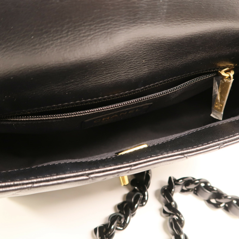 CHANEL 羊皮皮革Flap Bag金扣鏈帶肩背袋-4