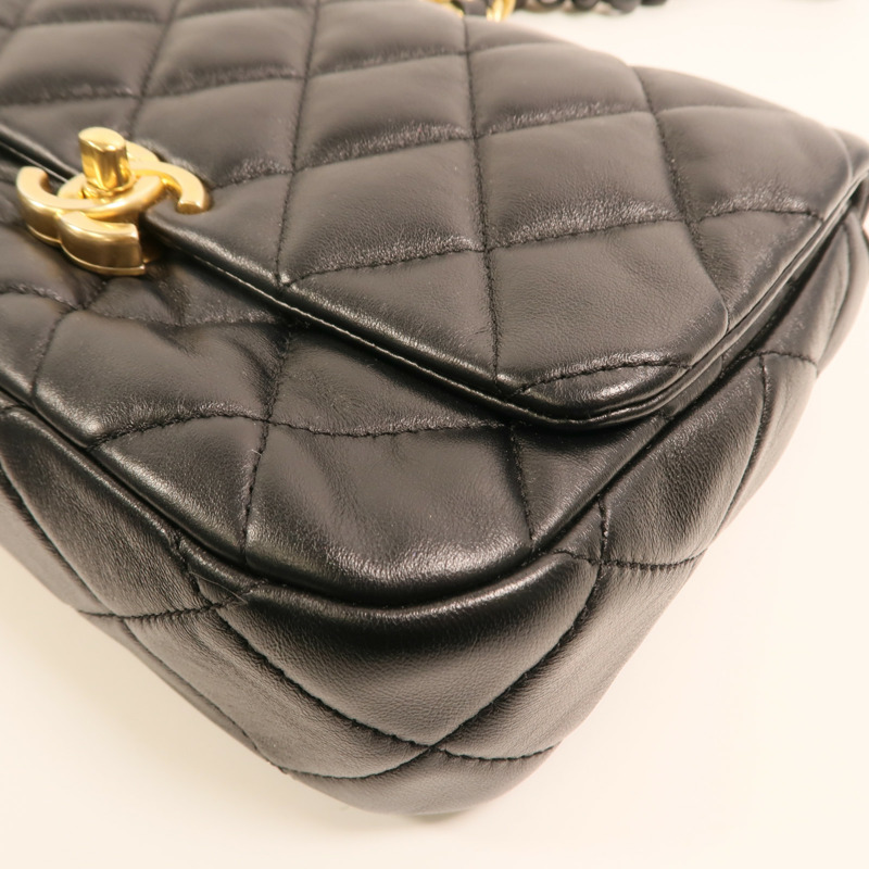 CHANEL 羊皮皮革Flap Bag金扣鏈帶肩背袋-10