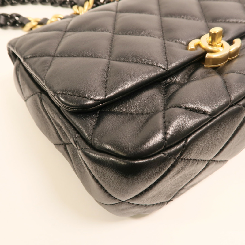 CHANEL 羊皮皮革Flap Bag金扣鏈帶肩背袋-11