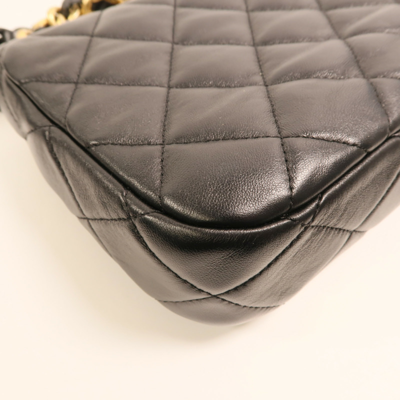 CHANEL 羊皮皮革Flap Bag金扣鏈帶肩背袋-13