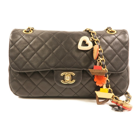 CHANEL 羊皮皮革Chain Shoulder金扣鏈帶肩背袋