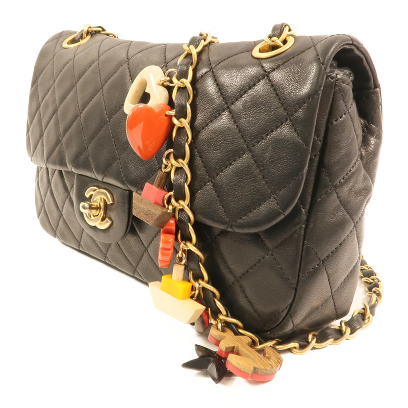 CHANEL 羊皮皮革Chain Shoulder金扣鏈帶肩背袋-2