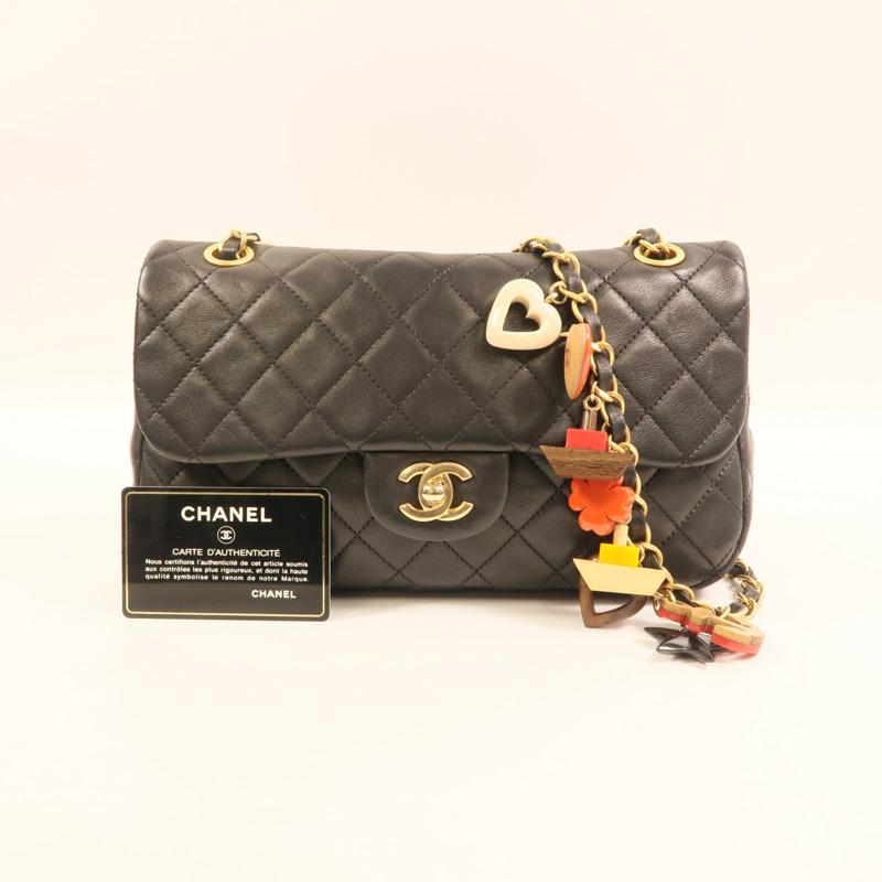 CHANEL 羊皮皮革Chain Shoulder金扣鏈帶肩背袋-11