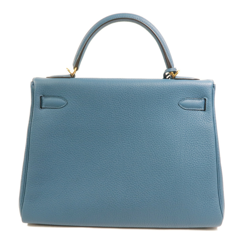 HERMES Togo皮革Kelly 32金扣手挽肩背兩用袋Cobalt-1