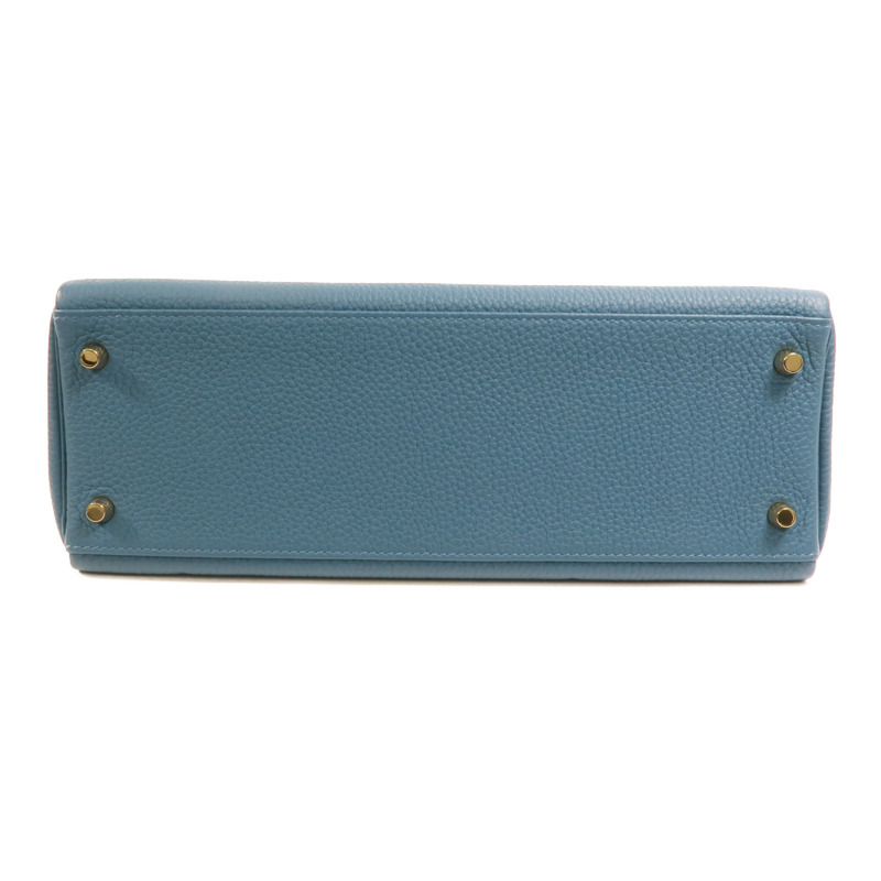 HERMES Togo皮革Kelly 32金扣手挽肩背兩用袋Cobalt-3