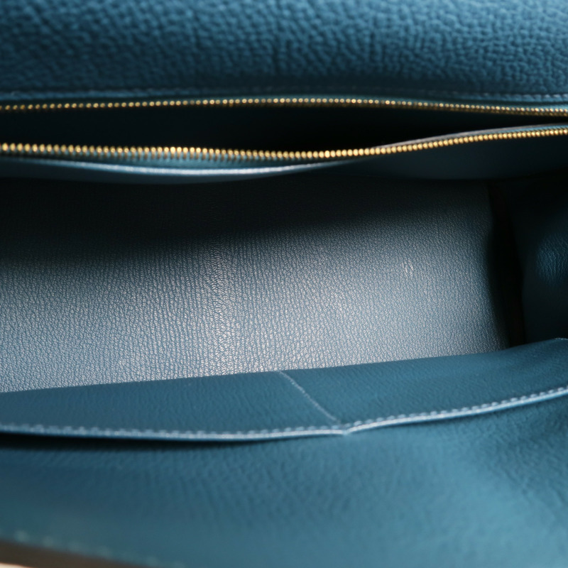 HERMES Togo皮革Kelly 32金扣手挽肩背兩用袋Cobalt-4