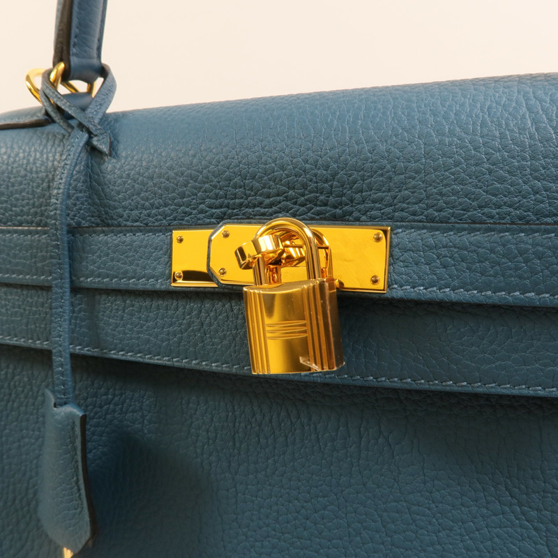 HERMES Togo皮革Kelly 32金扣手挽肩背兩用袋Cobalt-8