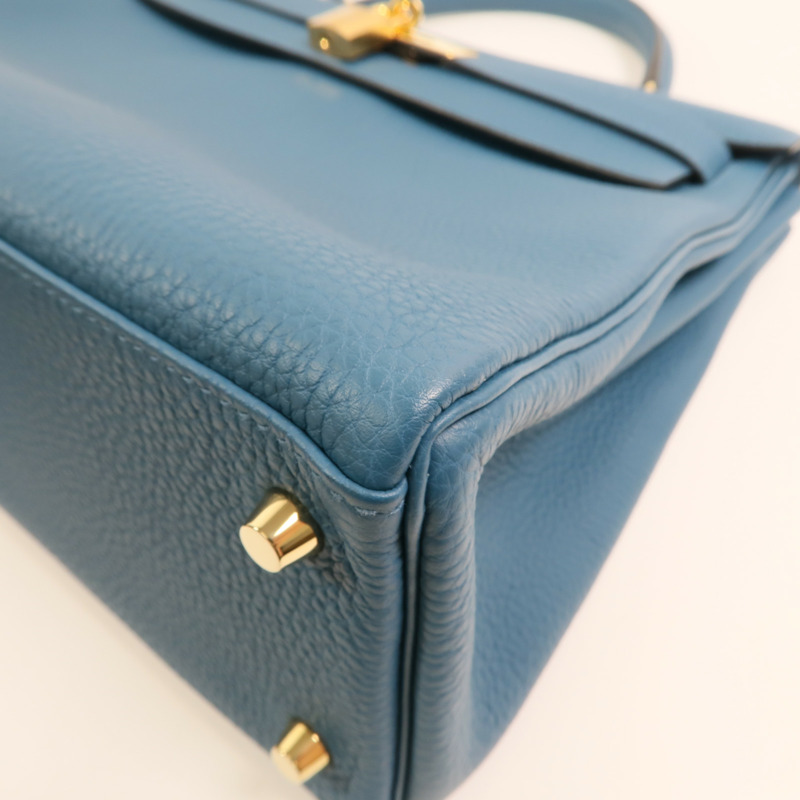 HERMES Togo皮革Kelly 32金扣手挽肩背兩用袋Cobalt-10