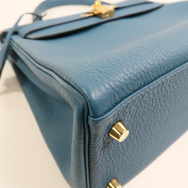 HERMES Togo皮革Kelly 32金扣手挽肩背兩用袋Cobalt-11