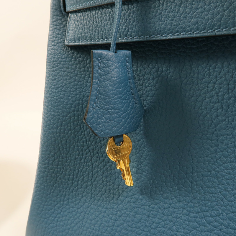 HERMES Togo皮革Kelly 32金扣手挽肩背兩用袋Cobalt-14
