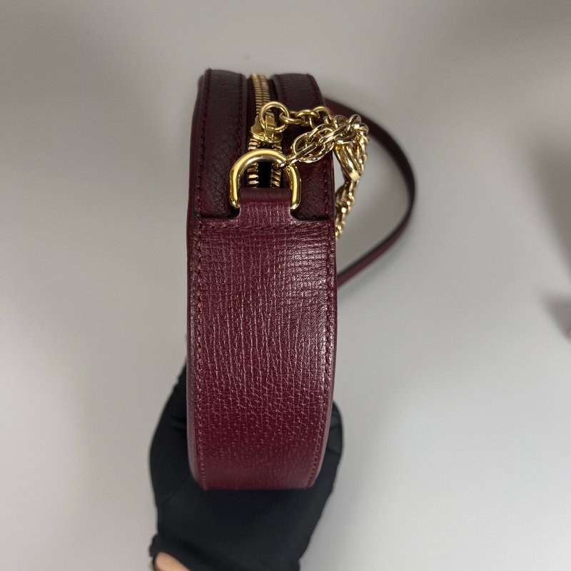 GUCCI 550618 酒紅皮革圓餅包-3